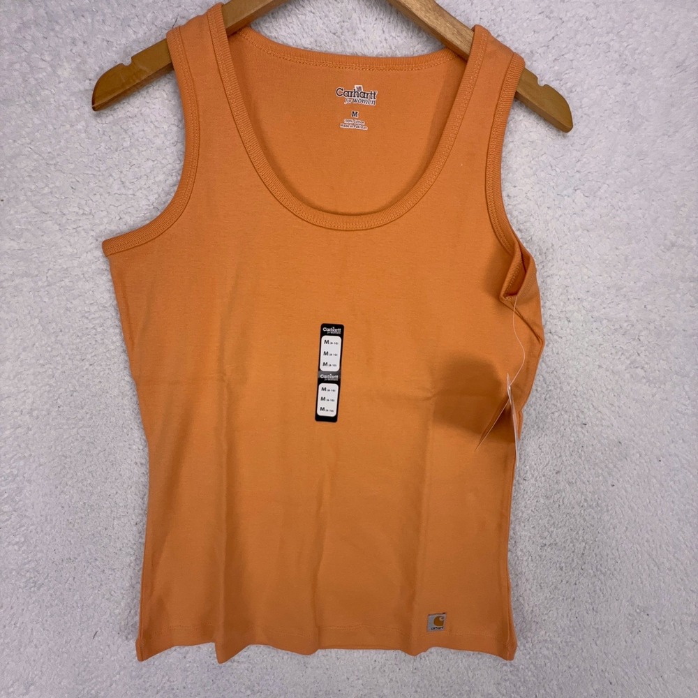 Carhartt‎ for Women Orange Cotton Tank Top Scoop Neck WK009 DYO Size Medium NWT